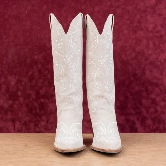 Dingo Women Evita Beige Suede Cowboy Western Party Knee Boots sz 10 - Picture 4 of 10